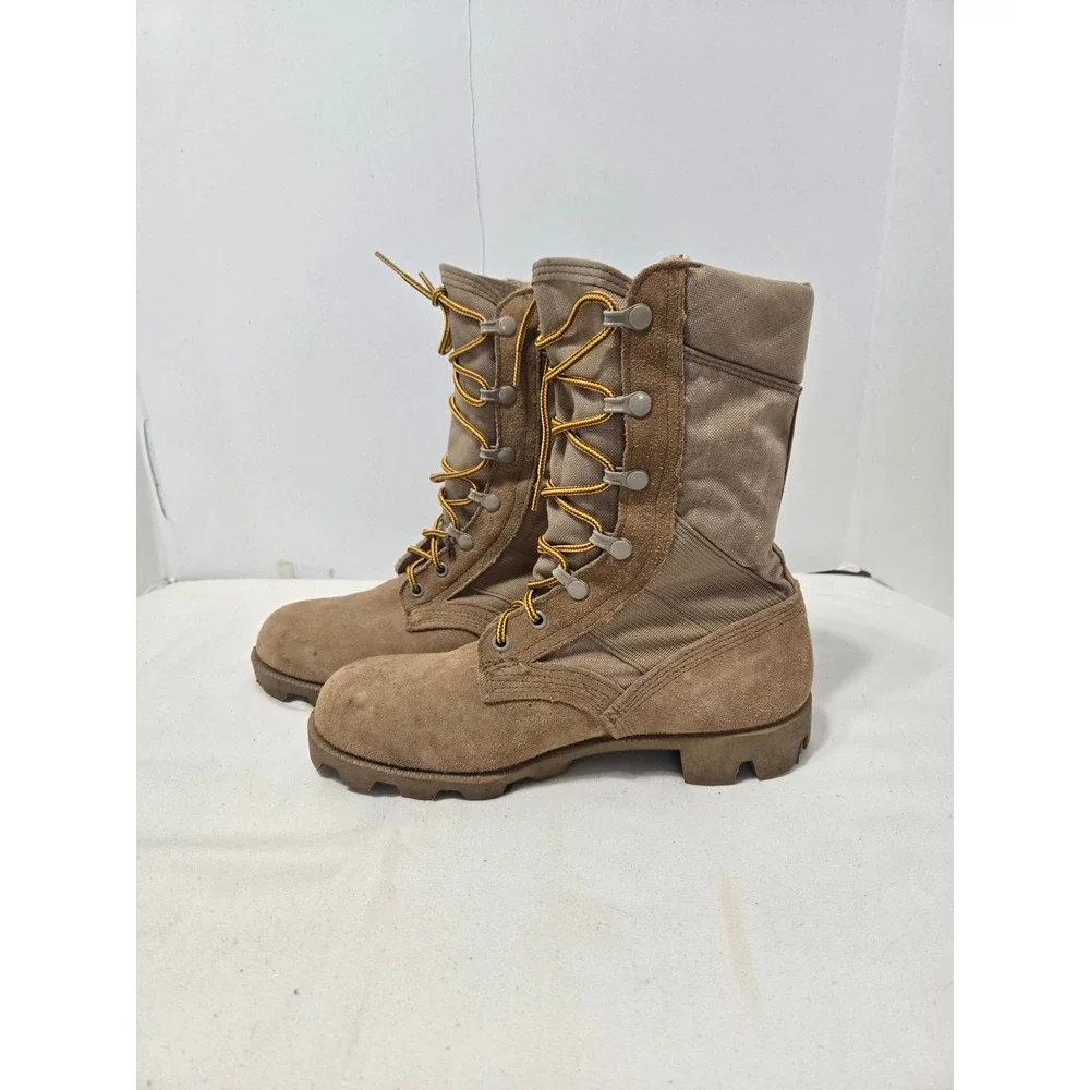 Ro-Search Tan Suede Canvas Military Combat Tactical Boots 5.5 W Mens 7.5 Womens